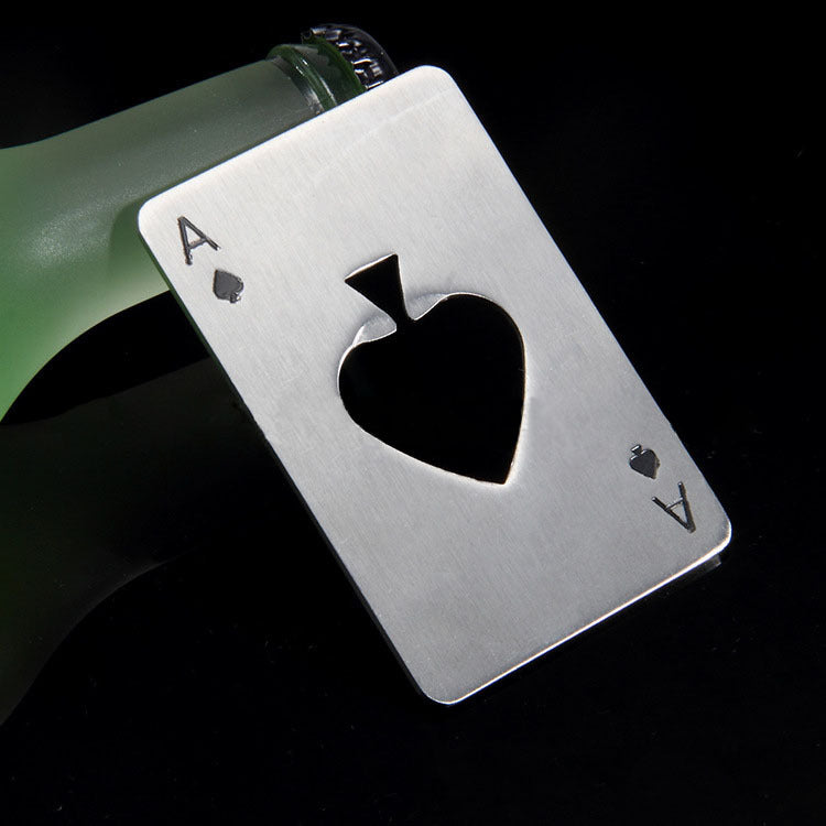 Beer bottle opener Playing card Ace of Spades stainless steel