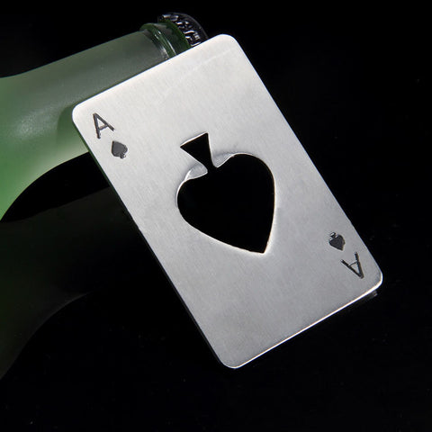 Beer bottle opener Playing card Ace of Spades stainless steel