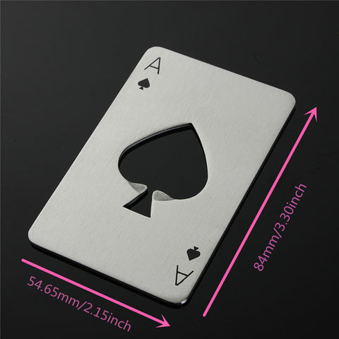 Beer bottle opener Playing card Ace of Spades stainless steel